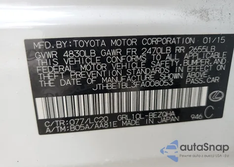 2015 Lexus Gs 350 z USA, uszkodzony, nr VIN JTHBE1BL3FA008053